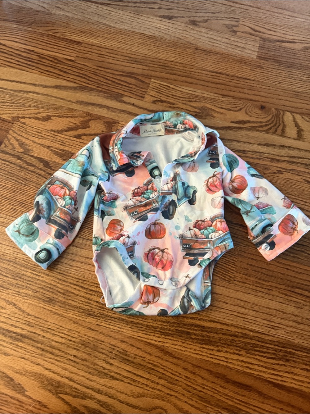 Pumpkin truck size 0-3 bodysuit